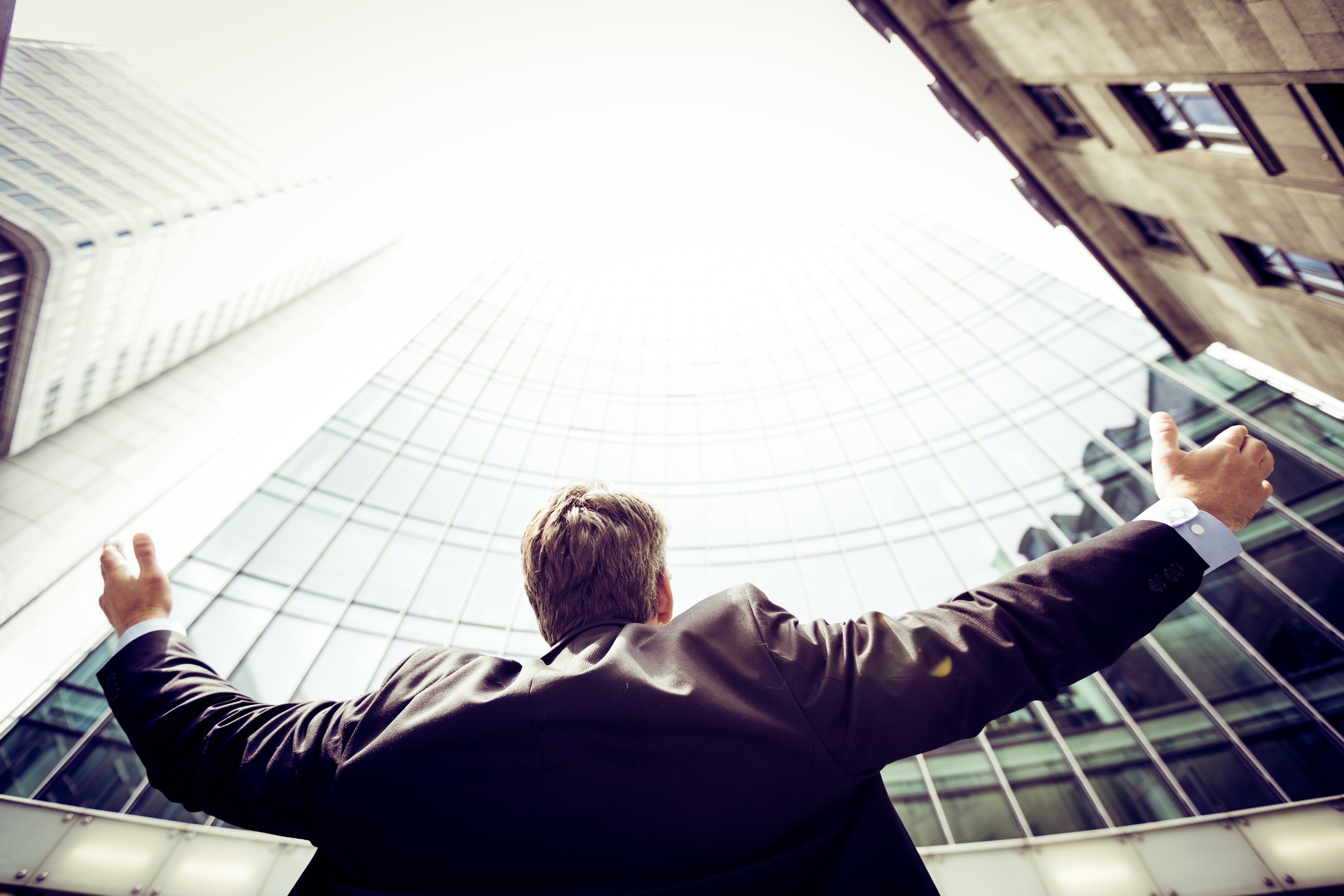 man looking up